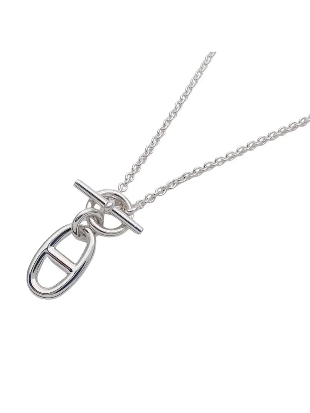 Hermes Necklace Chaine D'ancre Amulet Silver Polished